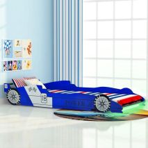 Κρεβάτι Παιδικό Αγωνιστικό Αυτοκίνητο με LED Μπλε 90 x 200 εκ.