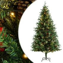 vidaXL Χριστουγ. Δέντρο Πράσινο 195 εκ. με LED & Κουκουνάρια PVC&PE