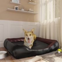 vidaXL Κρεβάτι Σκύλου Μαύρο και Καφέ 105 x 80 x 25 εκ. Συνθετικό Δέρμα
