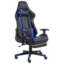 vidaXL Καρέκλα Gaming Περιστρεφόμενη με Υποπόδιο Μπλε PVC