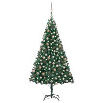 vidaXL Χριστουγεννιάτικο Δέντρο Τεχνητό με LED & Μπάλες Πράσινο 240 εκ 