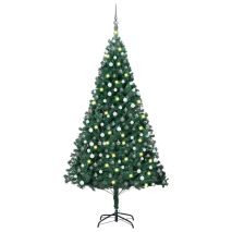 vidaXL Χριστουγεννιάτικο Δέντρο Τεχνητό με LED & Μπάλες Πράσινο 240 εκ